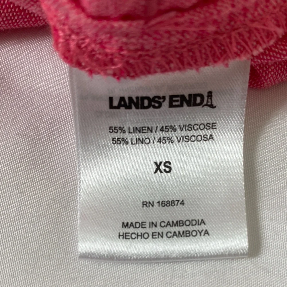 Lands' End Vibrant Pink Linen Blend Blouse, Size XS - Picture 8 of 8